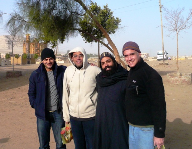 From left: Our friend Sam, a volunteer, a Coptic priest, and Ned