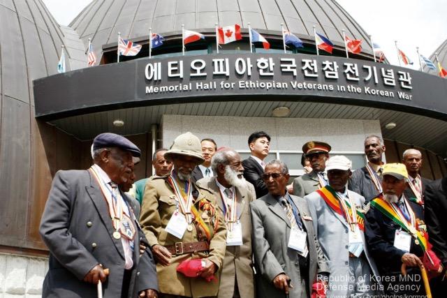 Ethiopian Korean War veterans visiting the Memorial Hall for Ethiopian veterans in the Korean War