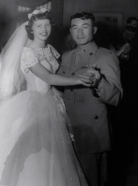 Jackie Ford dancing with Capt. Chang at her wedding.