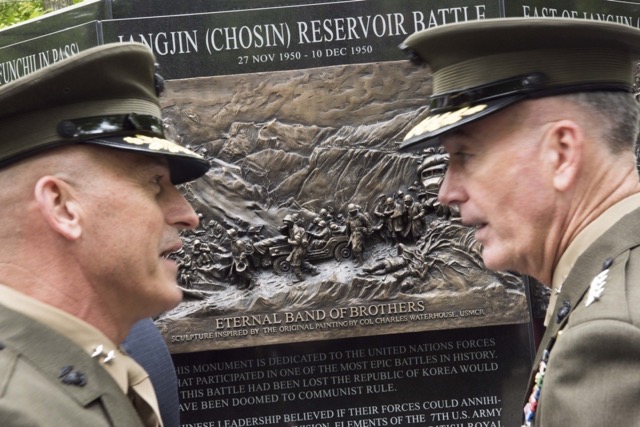 Major.Gen. James Lukeman and Gen. Joseph Dunford at the Chosin Few Memorial Dedication Ceremony at the National Museum of the Marine Corps, Quantico, VA, May 4, 2017.