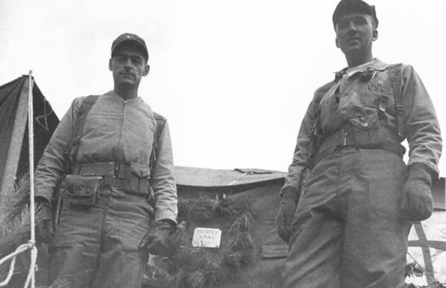 Taplett with his executive officer, Major John Canny, who would die two weeks after the photo was taken.