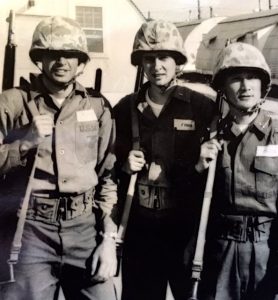 Marines Pete Finley, Bud Ford, and Siyun Chang in 1956