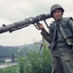 Travis Brann, US Army, with his 3.5 Inch Rocket Launcher during the Korean War (PC: Travis Brann)