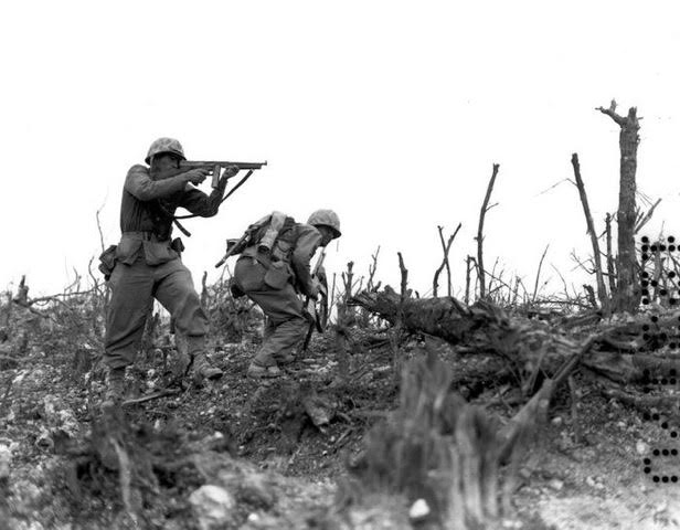 Marines in action on Okinawa, 1945. (PC: USMC Archives)