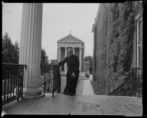 Fr. O'Callahan at Holy Cross in 1959 (Brearley Collection, Boston Public Library)
