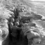 Marines manning an outpost in Korea, 1952. The static, bloody, trench warfare resembled that of WWI.