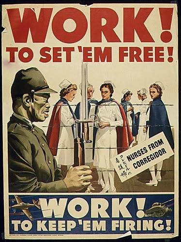 US Government poster bringing attention to the US Army and US Navy nurses held as POWs in the Philippines