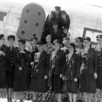 Nurses leaving for the America. Every nurse was awarded a Bronze Star for their bravery during captivity, 20 February 1945.